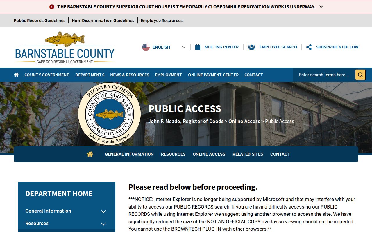 Falmouth street directory Barnstable grantor grantee index access