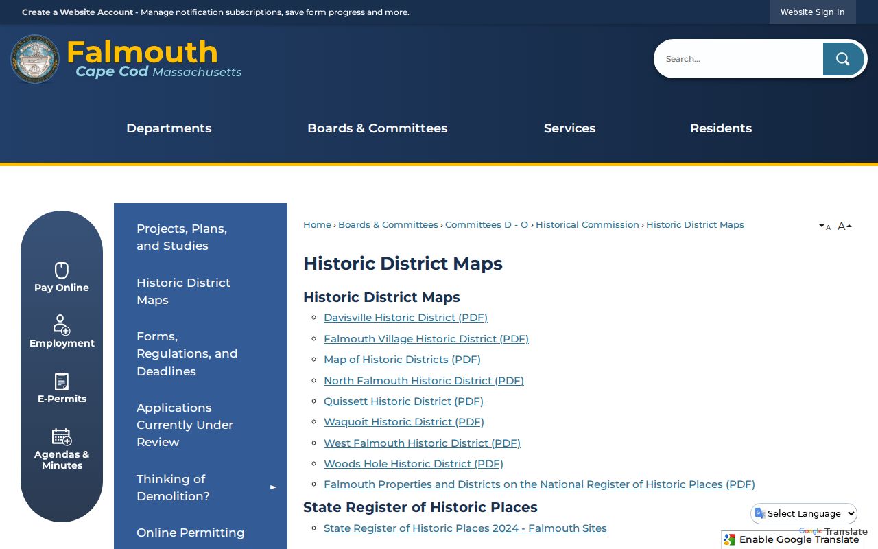 Falmouth previous residents historic district maps for house history