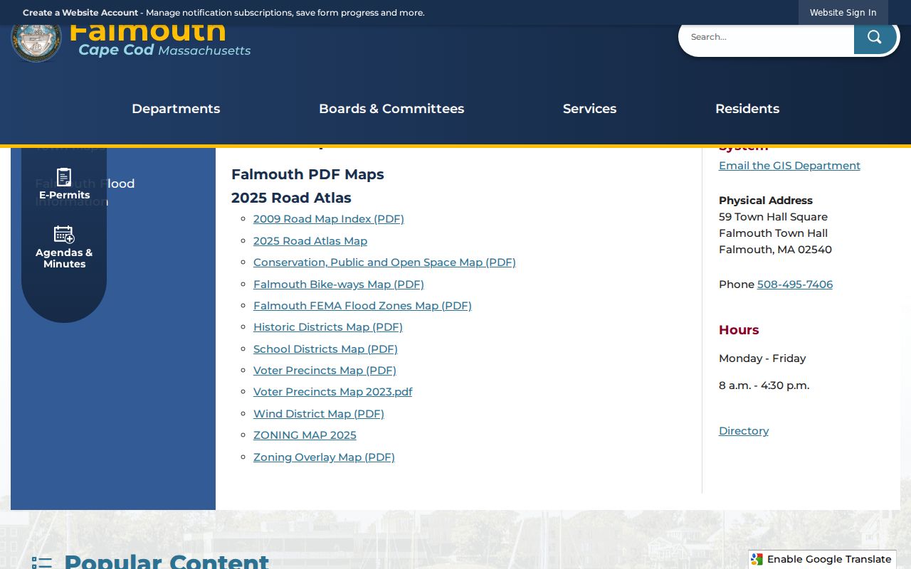 Falmouth neighbors town maps for street, precinct, zoning, and historic context